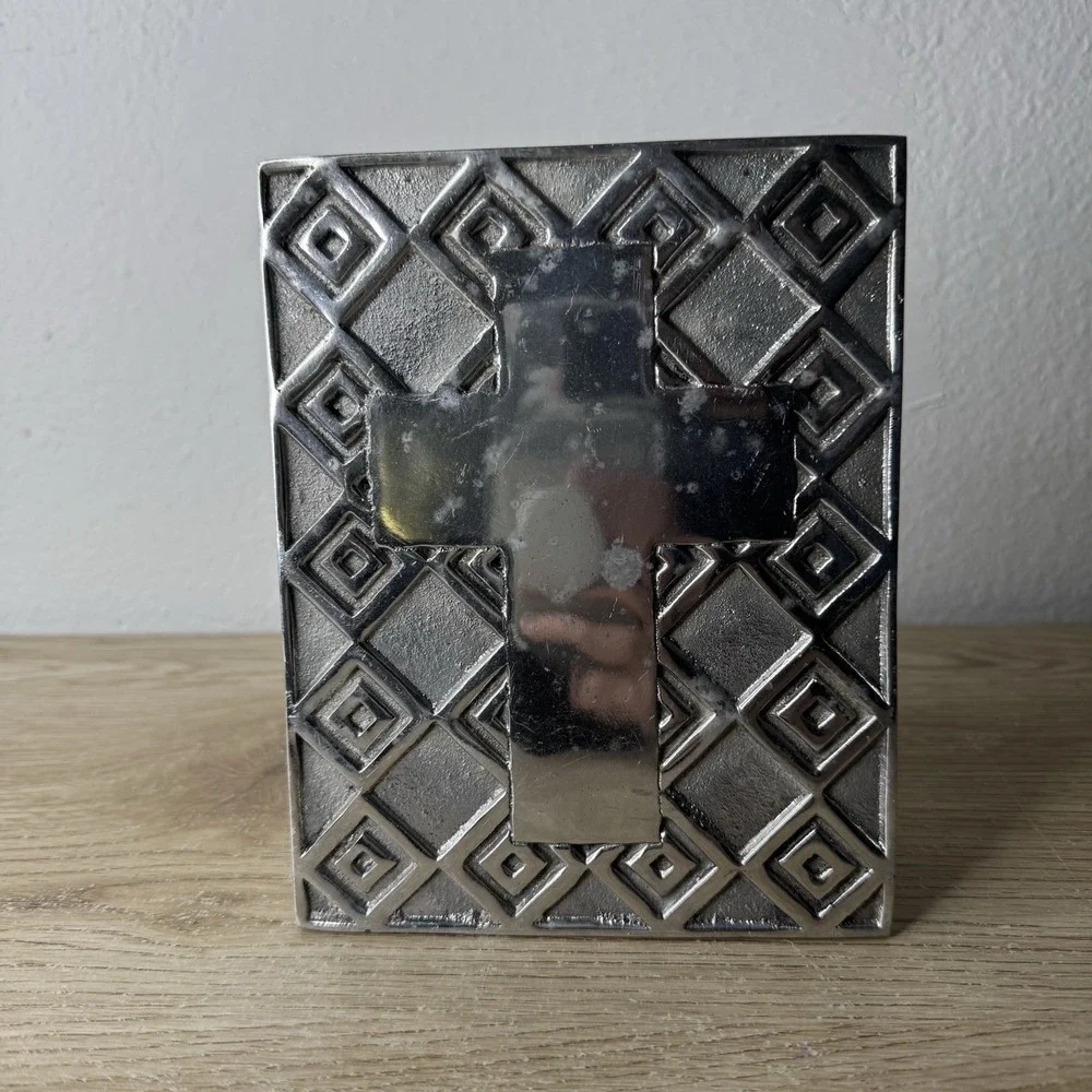 Aluminum Cross Wall Art Rectangle Plaque Made in Mexico Christian Catholic Jesus